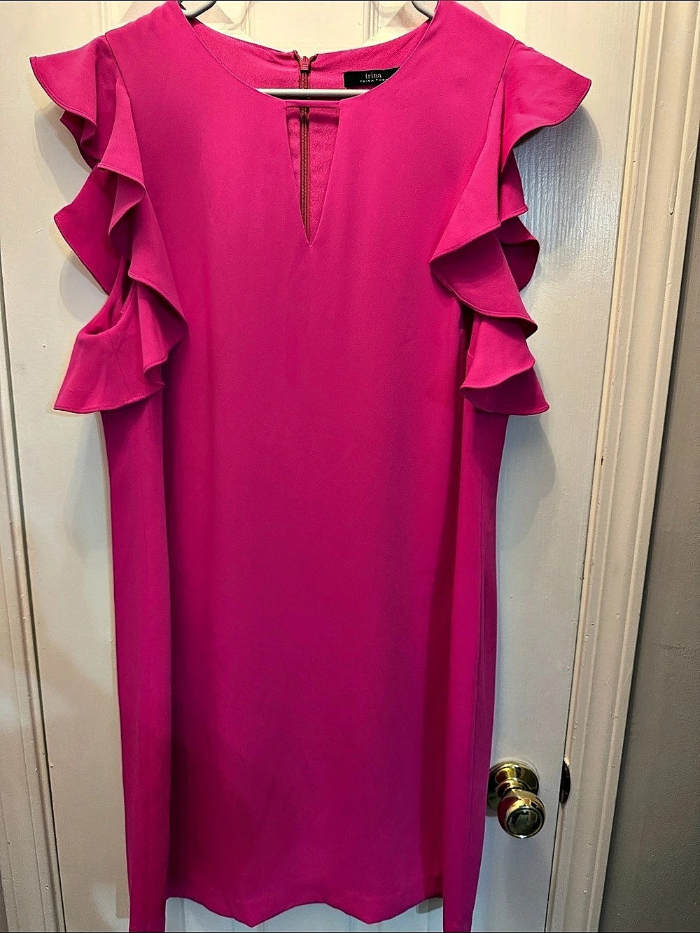 trina turk Ruffle Sleeve Mini Dress in Pink Like New